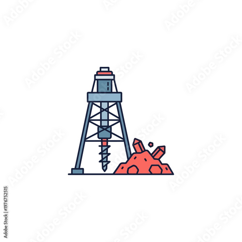 Drilling rig extracting resources industrially.