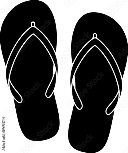 Set of summer flip flop sandals silhouette vector illustration