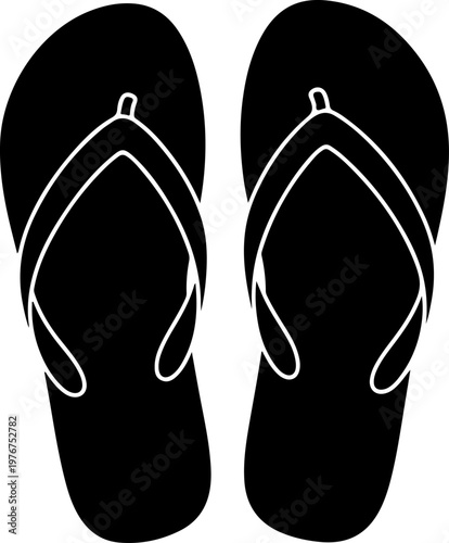 Set of summer flip flop sandals silhouette vector illustration