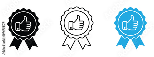 Like Icon Set - Thumbs Up  Approval Feedback Rating Social Vector - minimalist, flat icon, outline, glyph, linear, clipart, sticker - icon set. online shop icon set. on white background. Pro Vector
