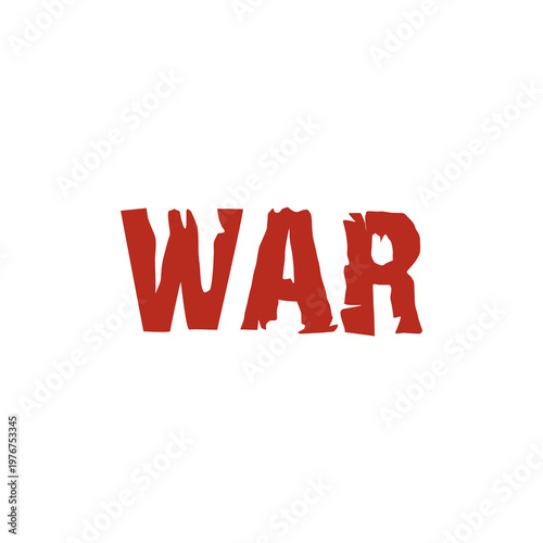 Red grunge war typography isolated on white background, distressed protest lettering, aggressive military style text, Generative AI