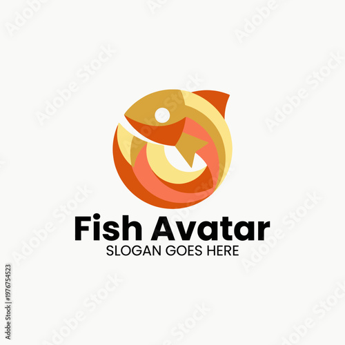 This logo portrays a colorful fish avatar with rounded shapes, symbolizing playfulness and creativity, perfect for businesses in aquaculture or artistic ventures.