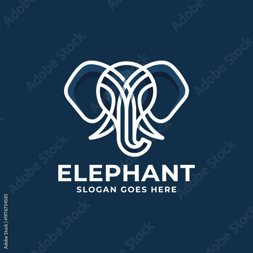 An elegant elephant logo design featuring intricate line work, symbolizing strength, wisdom, and connectivity, ideal for brands focusing on wildlife conservation or social impact initiatives.