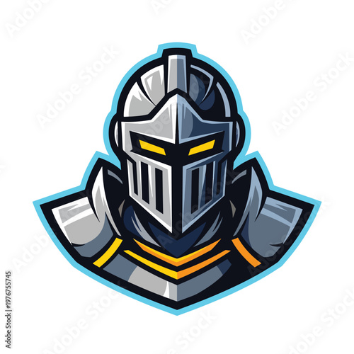 Esports style armored knight mascot logo design.