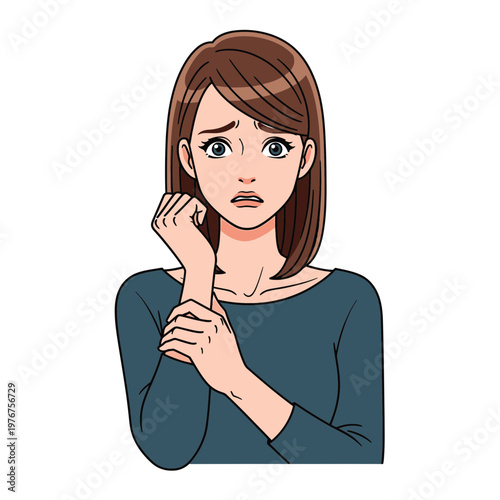 Woman Experiencing Pain or Discomfort in Neck.