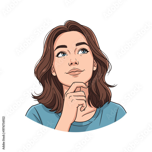 Woman Thinking with Hand on Chin 1.