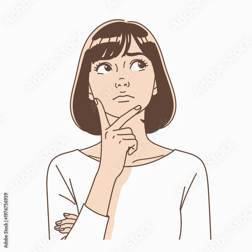 Woman thinking with hand on chin 4.
