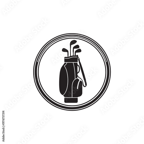 Golf Bag with Clubs Silhouette Icon Vector.