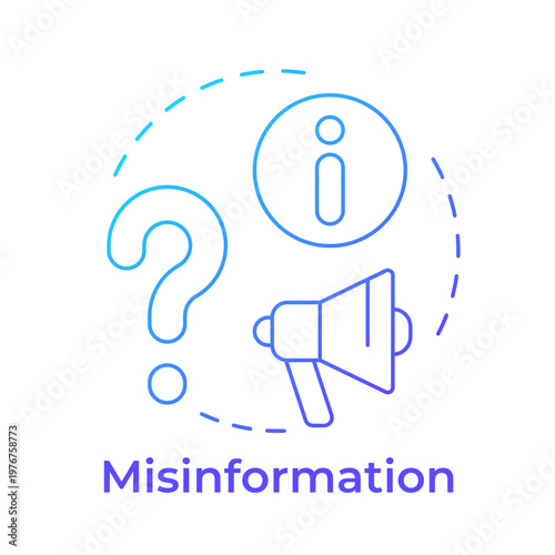 Misinformation blue gradient concept icon. Social manipulation, communication methods. Information control. Round shape line illustration. Abstract idea. Graphic design. Easy to use in article