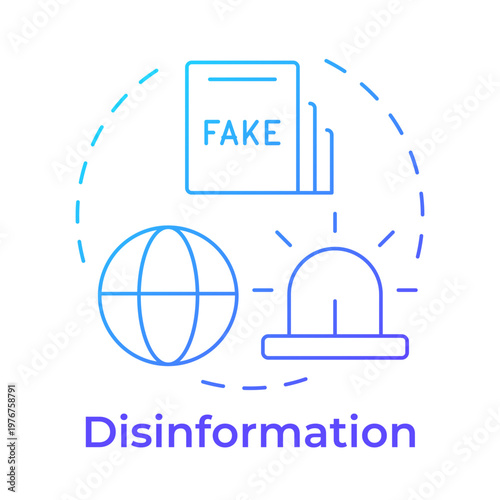 Disinformation blue gradient concept icon. Media literacy. Fake news, international information. Round shape line illustration. Abstract idea. Graphic design. Easy to use in article, blog post