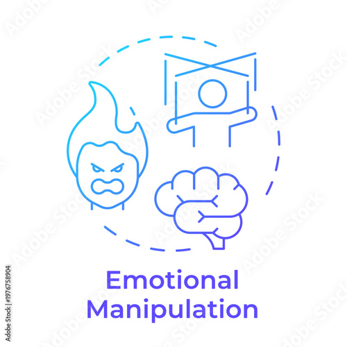 Emotional manipulation blue gradient concept icon. Psychological control. Cognitive processing. Round shape line illustration. Abstract idea. Graphic design. Easy to use in article, blog post