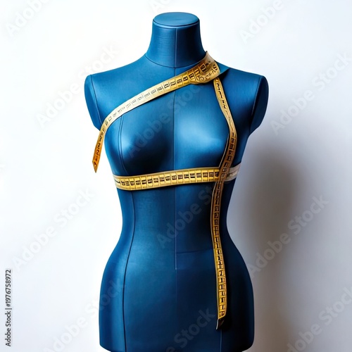 Blue mannequin with measuring tape