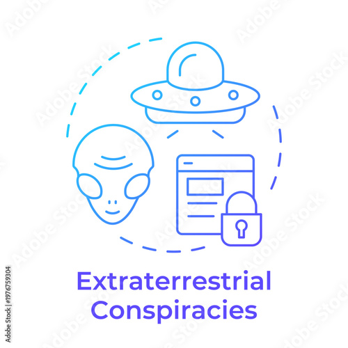 Extraterrestrial conspiracies blue gradient concept icon. Secret information, social media. Round shape line illustration. Abstract idea. Graphic design. Easy to use in article, blog post
