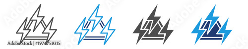 electrical energy icon set multiple style