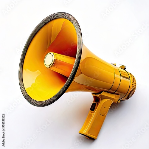 Bright yellow megaphone against a plain white background