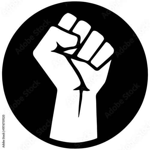 Raised fist in circle clenched fist protest symbol