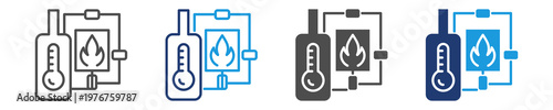 heating icon set multiple style