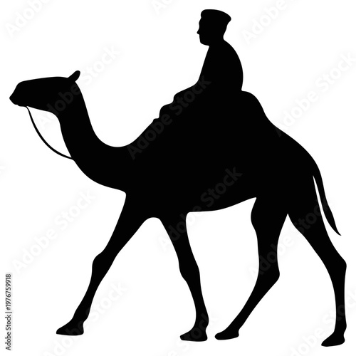 Fotografía Man riding camel silhouette desert 1 travel