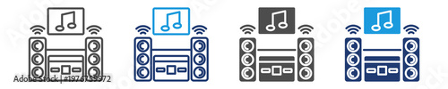 home theatre icon set multiple style