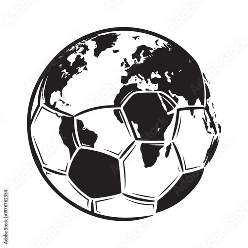 Soccer ball globe showing continents and countries.