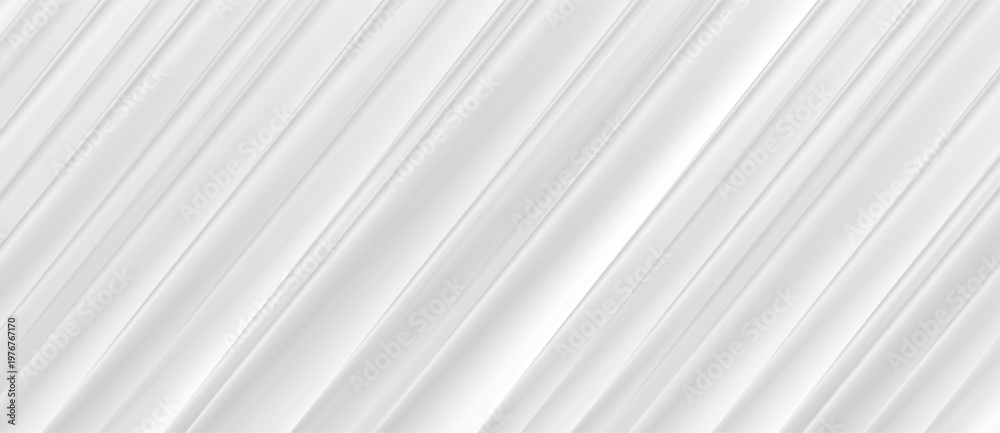 Fototapeta premium White grey glossy smooth stripes abstract tech geometric background. Vector minimal design
