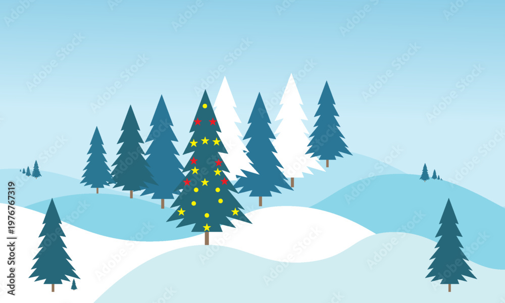 Obraz premium Winter snow scenes and snowflake illustrations