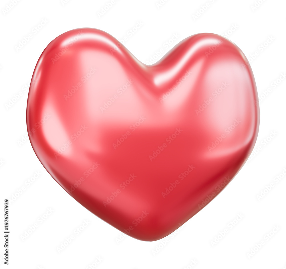 Fototapeta premium Shiny Red Heart Isolated Black Background