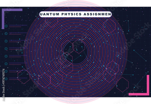 Quantum Space Science Background with Astronauts and Futuristic Technological Elements