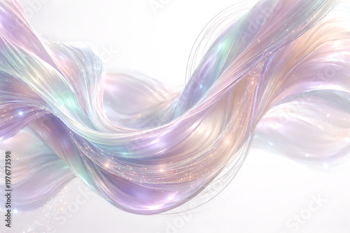 Abstract Soft Colorful Flowing Fiber Waves with Light Particles Background