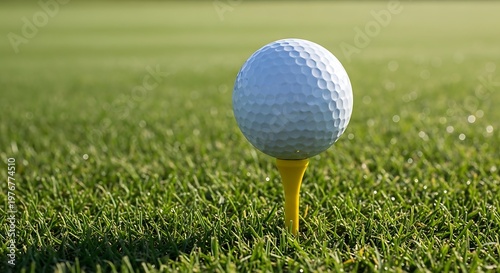 A golf ball sitting on a tee in the grass