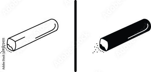 A simple black and white illustration of two cylindrical objects side by side