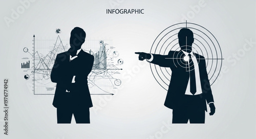 Two Businessmen Silhouettes One Pointing One Thinking.