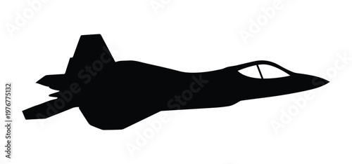 Stealth Fighter Jet Icon Silhouette Vector black design on a white background