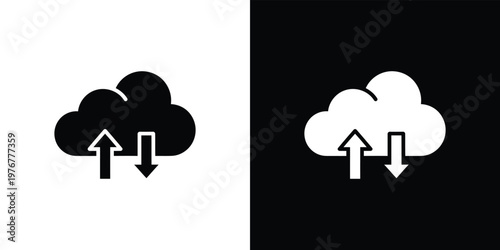 Cloud with upload and download arrows black