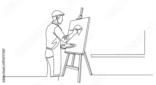 Man painting on an easel.