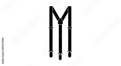 Black and white illustration of suspenders forming the letter m