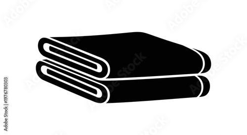 Simple black and white illustration of neatly folded towels stacked together