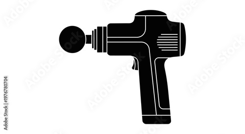 Black silhouette of a handheld percussive massage device