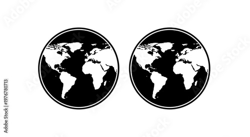 Two circular representations of earth a global perspective in monochrome