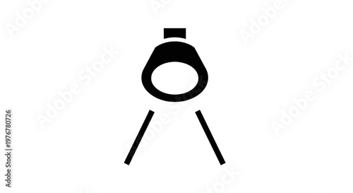 Simple black silhouette of a surveying transit instrument on white