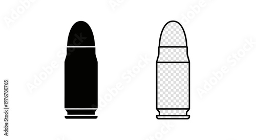Two bullet illustrations one solid black one with a checkered pattern