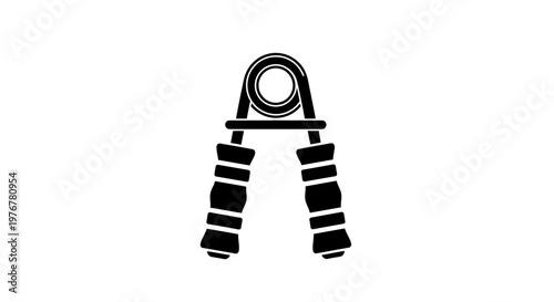 Black and white silhouette of a hand grip strengthener exercise tool