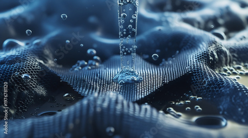 Microscopic view of graphene water filtration membrane process