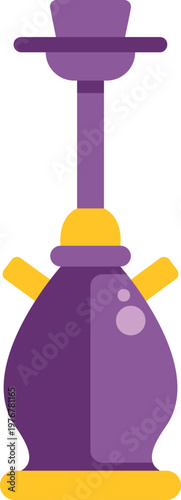 Hookah shisha waterpipe showing traditional smoking device in flat style