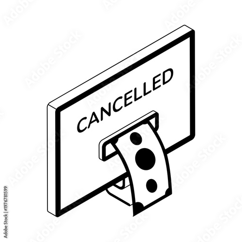 Icon depicting a failed transaction in isometric style
