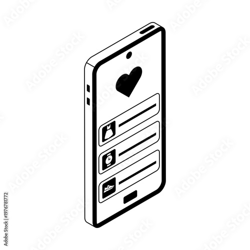 An icon depicting an online wishlist in isometric style
