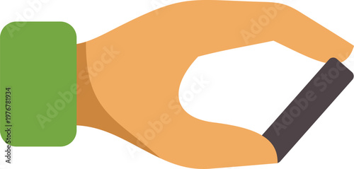 Hand holding a tiny rectangular object, illustrating precise grip and interaction