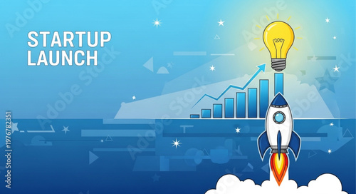Rocket Lightbulb Symbolizing Startup Launch And Growth.