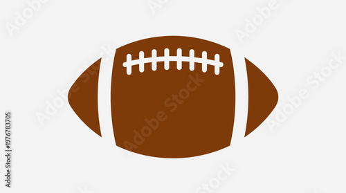 Simple graphic illustration of a brown American football with white laces on a plain background.