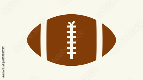 Simple brown American football with white laces and stripes against a plain light background, representing the sport.